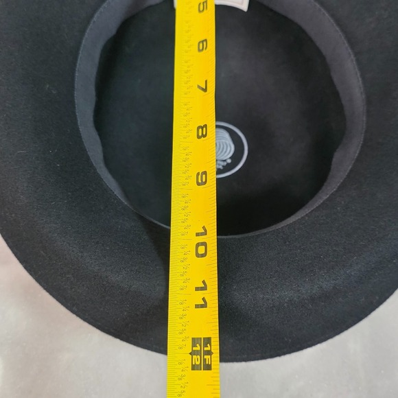 Scala USA Vintage Black Wool Felt Cloche Rose Hat 21" 1920s Gatsby Style 80s 90s - Picture 13 of 14